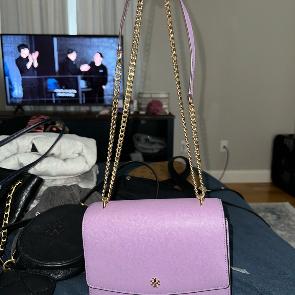 Tory Burch Lilac Crossbody Bag with Gold Chain